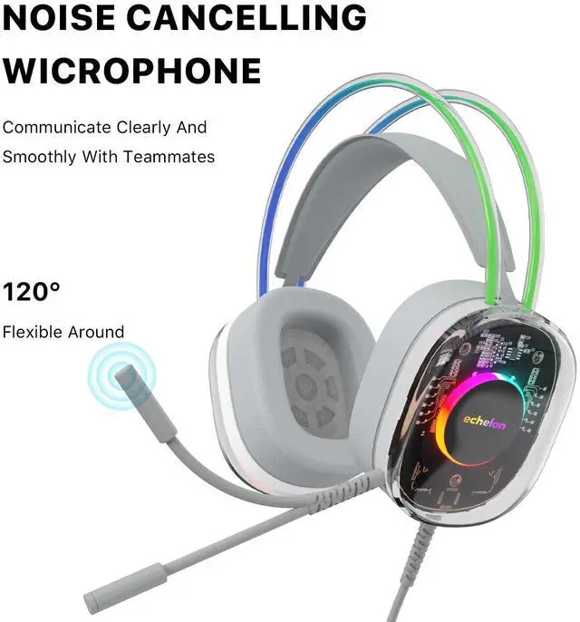 Alt view image 3 of 7 - Echelon Wired Headphones, Gaming Headset with Microphone and Volume Control, On-Ear Headphones Corded Stereo USB-C Plug Headset for Smartphones Laptop Computer PC Tablets Grey
