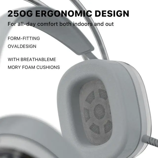 Alt view image 4 of 7 - Echelon Wired Headphones, Gaming Headset with Microphone and Volume Control, On-Ear Headphones Corded Stereo USB-C Plug Headset for Smartphones Laptop Computer PC Tablets Grey