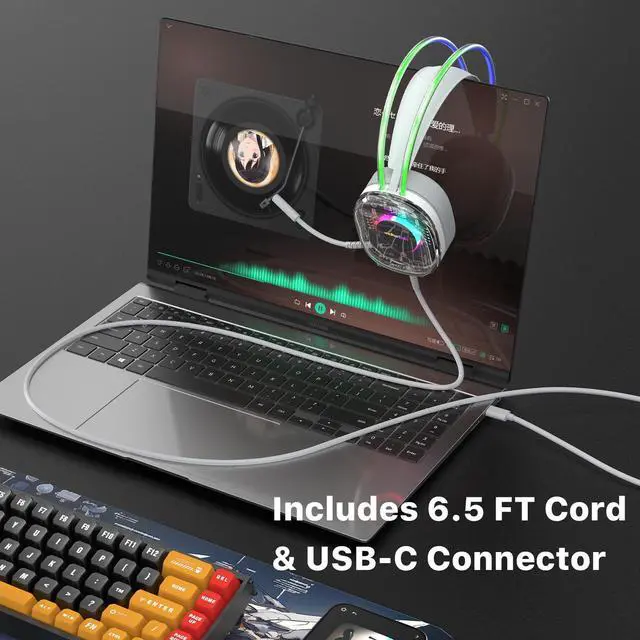 Alt view image 7 of 7 - Echelon Wired Headphones, Gaming Headset with Microphone and Volume Control, On-Ear Headphones Corded Stereo USB-C Plug Headset for Smartphones Laptop Computer PC Tablets Grey