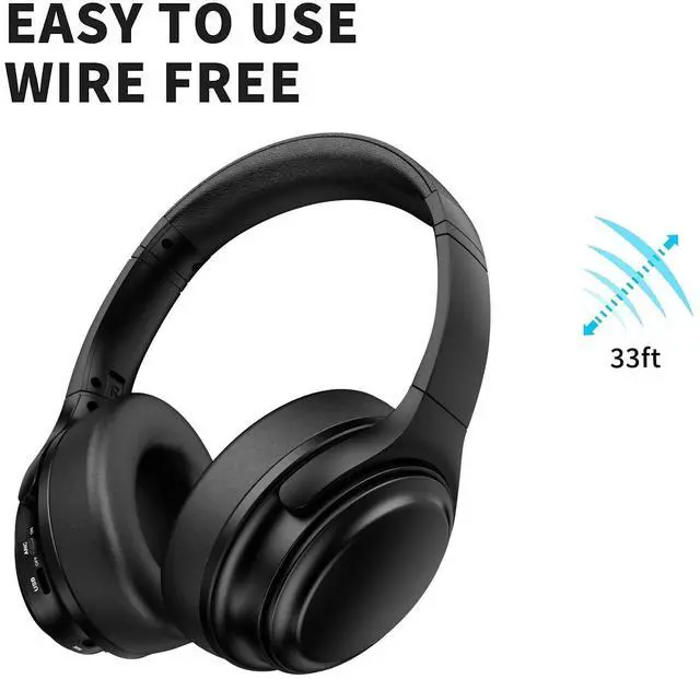 Alt view image 7 of 7 - MYBAT PRO Active Noise Cancelling Wireless Bluetooth Headphones, 35 Hours Playtime Headset with Microphone, Hi-Fi Stereo Sound Over Ear Headphones for Travel Office