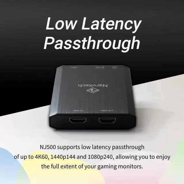 Alt view image 5 of 7 - Narvitech NJ500 External Capture Card  4K60/2K144/HD240 Passthrough, 4K30 Streaming & Recording, Ultra-Low Latency for PS5, Xbox Series X/S, PC & Mac, OBS Compatible, Supports Party Chat
