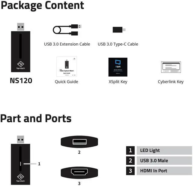 Alt view image 7 of 7 - Narvitech NS120, External Capture Card. 120 FPS Capture, Stream and Record in 4K30 or 1080P120 with ultra-low latency on PS5, PS4, Xbox Series X/S, Switch, in OBS and more, on PC and Mac.
