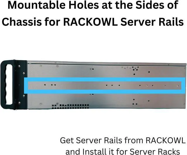 Alt view image 6 of 7 - RACKOWL 4U Server Case Rackmount Chassis, 15x 3.5" HDD Bay, ATX Compatible; Front 3x 120mm& Rear: 2x 80mm, Front Panel Lock, Size: 16.8"x7.0"x21.1"