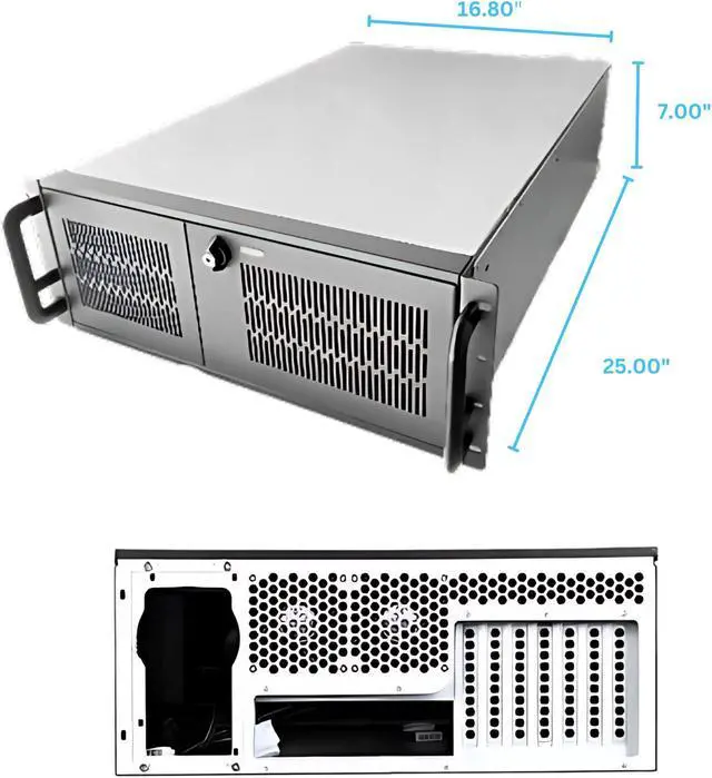 Alt view image 7 of 7 - RACKOWL 4U Rackmount Server Case Chassis; 13*HDD Bays (10*3.5" & 3*5.25"); E-ATX/CEB/EEB/ATX Mobo, Fan: Front 2*120mm, Mid 4*80mm, Rear 2*80mm, Front Panel Lock, Size:16.8*7.0*25.0", RO-SC4U0650X001