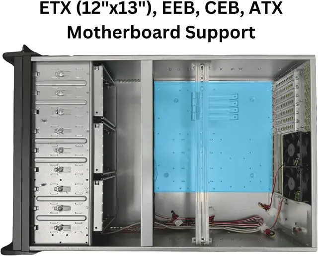 Alt view image 2 of 7 - RACKOWL 4U Rackmount Server Case Chassis, 15*HDD Bays for Data Storage, E-ATX/ CEB/ EEB/ ATX Mobo, Fan: Front 3*120mm, Mid 3*120mm, Rear 2*80mm, Front Panel Lock, Size:16.8*7.0*25.0"