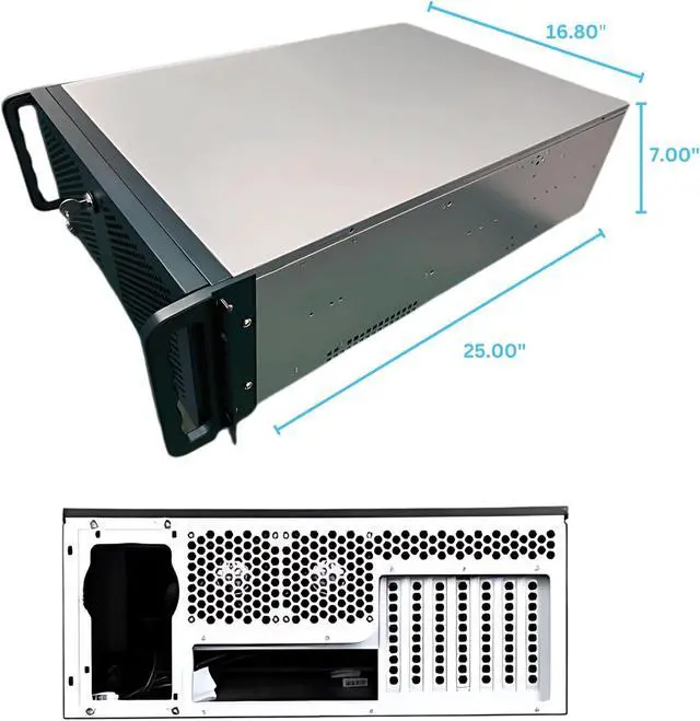 Alt view image 7 of 7 - RACKOWL 4U Rackmount Server Case Chassis, 15*HDD Bays for Data Storage, E-ATX/ CEB/ EEB/ ATX Mobo, Fan: Front 3*120mm, Mid 3*120mm, Rear 2*80mm, Front Panel Lock, Size:16.8*7.0*25.0"