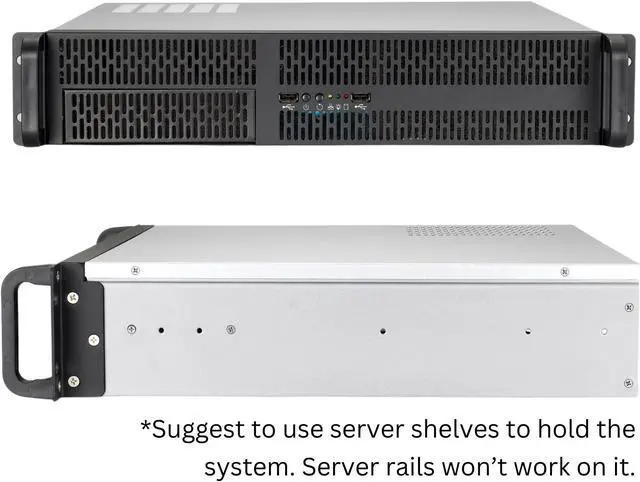 Alt view image 5 of 6 - RACKOWL 2U Server Case/ Rackmount Server Chassis, 4x 3.5"/2.5" HDD Bay, 1x 5.25" Device, Micro-ATX Motherboard Support ; Fans: Rear 2x 80mm, Size: 16.9"x3.5"x15.0"