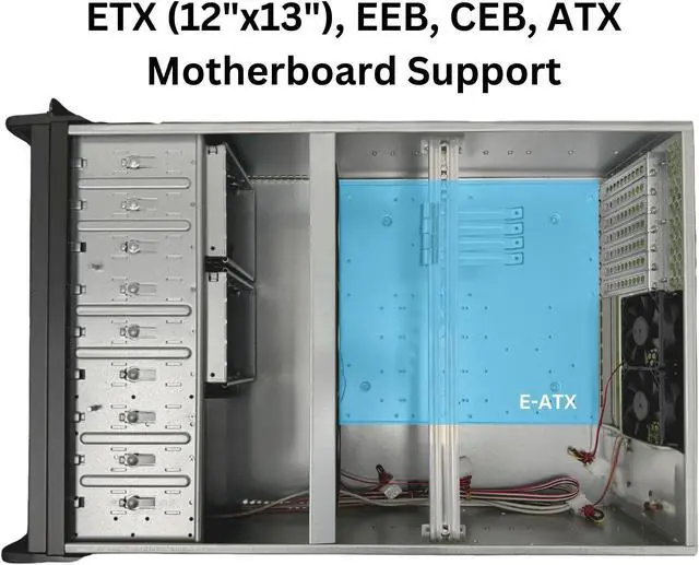 Alt view image 2 of 7 - RACKOWL 4U Rackmount Server Case Chassis, 8*HDD Bays & 3*5.25" Devices, E-ATX/ CEB/ EEB/ ATX Mobo, Fan: Front 2*120mm, Mid 3*120mm, Rear 2*80mm, Front Panel Lock, Size:16.8*7.0*25.0"