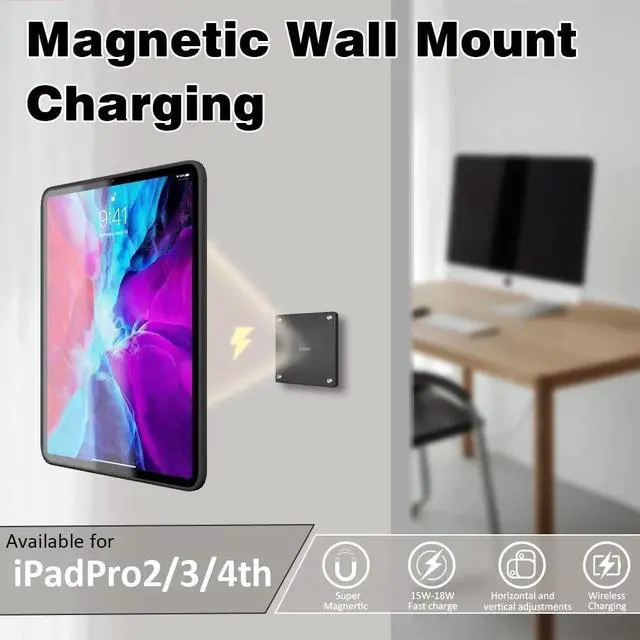 Main image of Zilvex Magnetic Wall Mount with Charging Case for iPad iPad Pro 11-Inch,  100-250V AC 18W Quick Charge, Strong Magnets