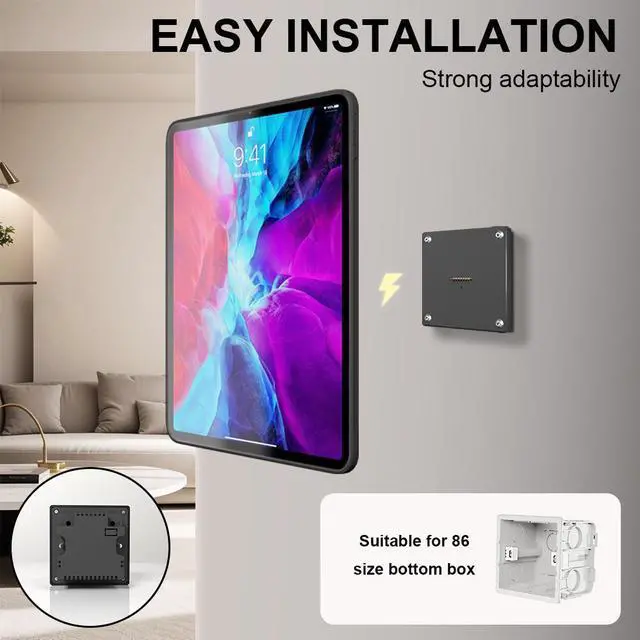 Alt view image 3 of 6 - Zilvex Magnetic Wall Mount with Charging Case for iPad iPad Pro 11-Inch,  100-250V AC 18W Quick Charge, Strong Magnets