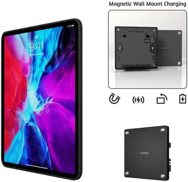 Alt view image 2 of 6 - Zilvex Magnetic Wall Mount with Charging Case for iPad iPad Pro 11-Inch,  100-250V AC 18W Quick Charge, Strong Magnets