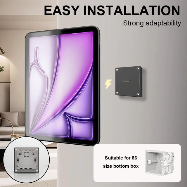 Alt view image 7 of 7 - Zilvex Wall Mount Charging Kit for Apple iPad Air 2024 13" Magnetic Tablet Wall Mount with 15W Fast Charging, TPU Protective Case, Smart Home Hub Integration