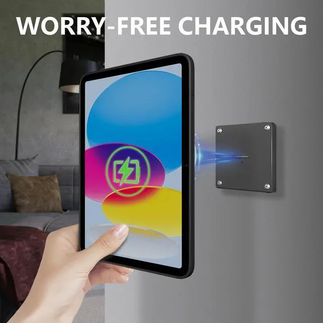 Alt view image 2 of 7 - Zilvex Magnetic Wall Mount with Charging Case A8 for iPad (10th Generation) 10.9-Inch. 100-250V AC 18W Quick Charge, Strong Magnets
