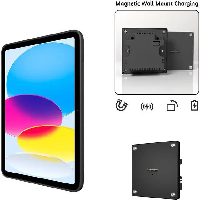 Alt view image 6 of 7 - Zilvex Magnetic Wall Mount with Charging Case A8 for iPad (10th Generation) 10.9-Inch. 100-250V AC 18W Quick Charge, Strong Magnets