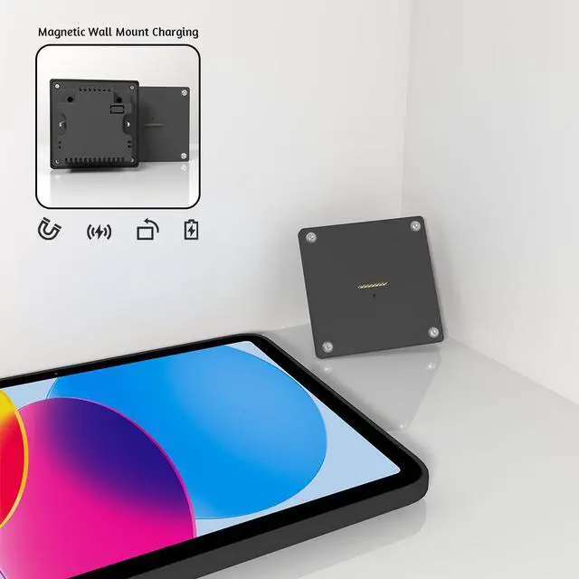 Alt view image 4 of 7 - Zilvex Magnetic Wall Mount with Charging Case A8 for iPad (10th Generation) 10.9-Inch. 100-250V AC 18W Quick Charge, Strong Magnets
