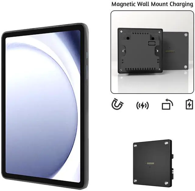 Alt view image 5 of 6 - Zilvex Magnetic Wall-Mount Wireless Charging Case & Stand Combo for Samsung Galaxy Tab A9 Plus - 11 in Sleek Space-Saving Design with Military-Grade Protection and Fast 15W Type-C Power Delivery