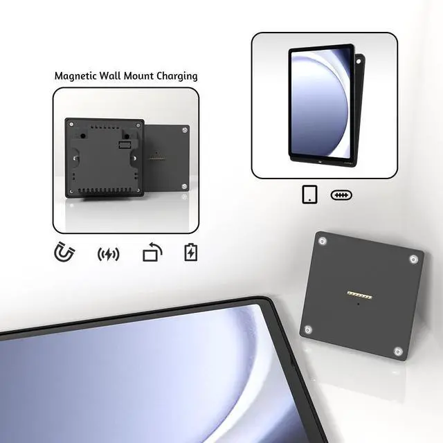 Alt view image 4 of 6 - Zilvex  Magnetic Wall-Mounted Charging System for Samsung Galaxy Tab A9 8.7-in Case and Stand with 15W Fast Charging Tablet