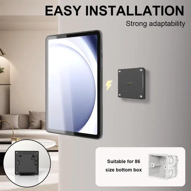 Alt view image 3 of 6 - Zilvex  Magnetic Wall-Mounted Charging System for Samsung Galaxy Tab A9 8.7-in Case and Stand with 15W Fast Charging Tablet