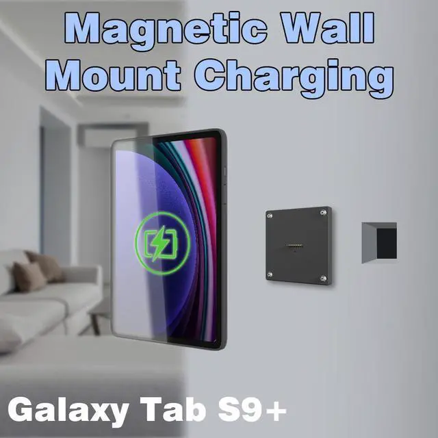Alt view image 2 of 7 - ZILVEX Wall-Mounted Magnetic Wireless Charging Dock with Protective Case  Seamless Integration for Samsung Galaxy tab S9 Plus 12.4 in