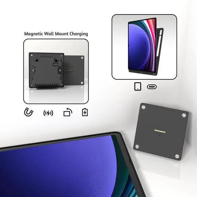 Alt view image 4 of 7 - Zilvex Magnetic Wireless Charging Dock for Samsung Galaxy Tab S9 Ultra  Wall-Mounted Stand with Protective Case