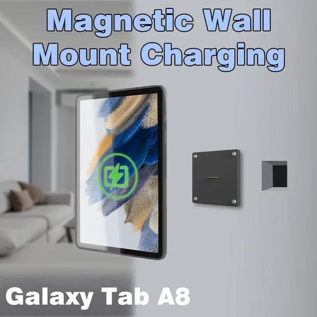 Alt view image 2 of 7 - ZILVEX Wall-Mounted Magnetic Wireless Charging Dock with Protective Case and stand for Samsung Galaxy Tab A8