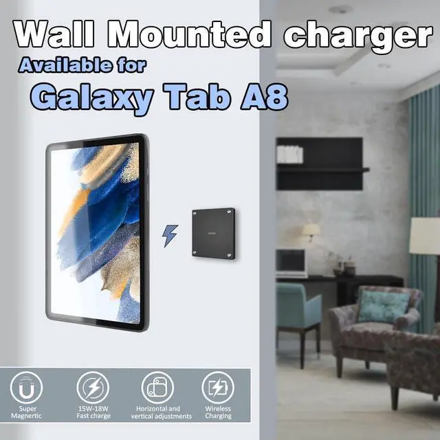 Main image of ZILVEX Wall-Mounted Magnetic Wireless Charging Dock with Protective Case and stand for Samsung Galaxy Tab A8