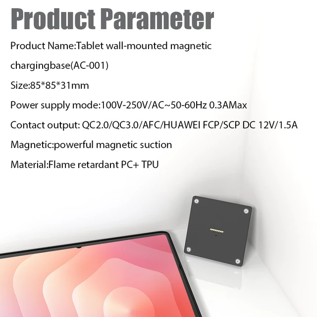Alt view image 4 of 7 - ZILVEX Wall-Mounted Magnetic Wireless Charging Dock with Protective Case Seamless Integration for Samsung Galaxy tab S11 Ultra 14.6in