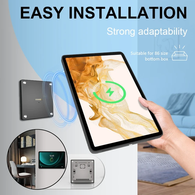 Alt view image 3 of 7 - Zilvex Samsung Galaxy Tab S8 Plus 12.4Inch Wall Mount Charger AC Magnetic Tablet Dock for Restaurant Ordering and POS