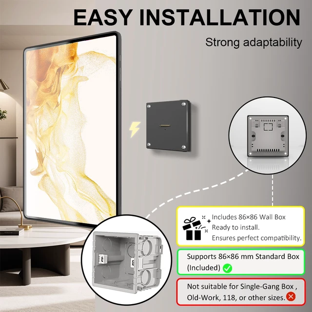Alt view image 4 of 7 - Zilvex Samsung Galaxy Tab S8 Ultra 14.6Inch Wall Mount Charging Station AC Magnetic Wireless Dock for Home and Commercial Applications