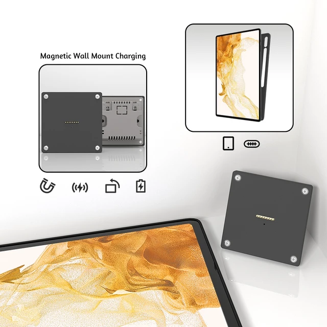 Alt view image 3 of 7 - Zilvex Samsung Galaxy Tab S8 Ultra 14.6Inch Wall Mount Charging Station AC Magnetic Wireless Dock for Home and Commercial Applications