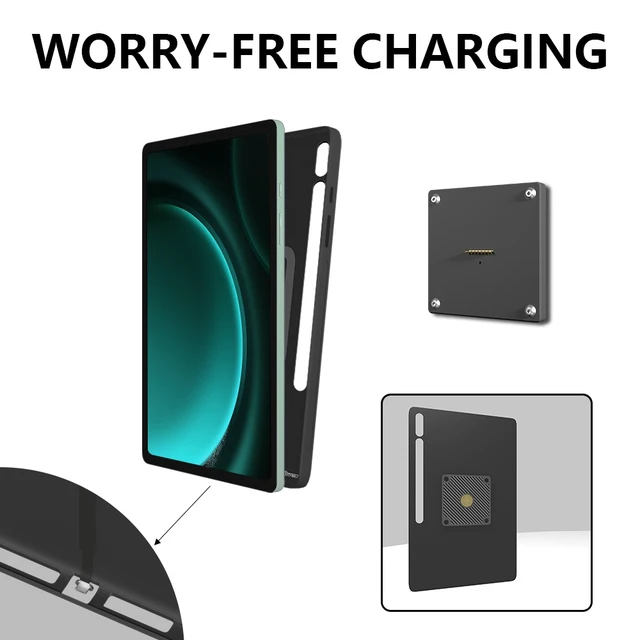 Alt view image 5 of 7 - Zilvex Samsung Galaxy Tab S9 FE Plus 12.4 Inch Wall Mount Charger AC Magnetic Wireless Dock for Smart Home Control