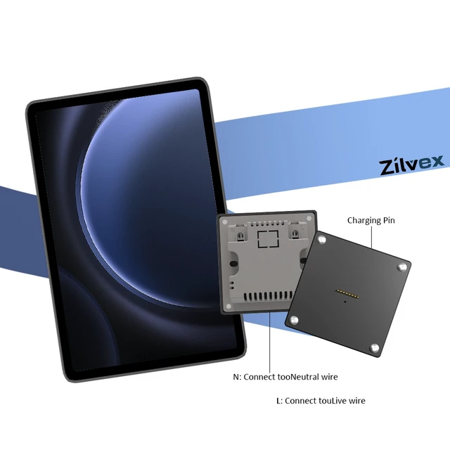 Alt view image 4 of 7 - Zilvex Samsung Galaxy Tab S9 FE Plus 12.4 Inch Wall Mount Charger AC Magnetic Wireless Dock for Smart Home Control