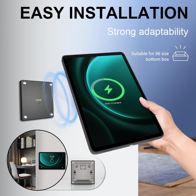 Alt view image 3 of 7 - Zilvex Samsung Galaxy Tab S9 FE Plus 12.4 Inch Wall Mount Charger AC Magnetic Wireless Dock for Smart Home Control