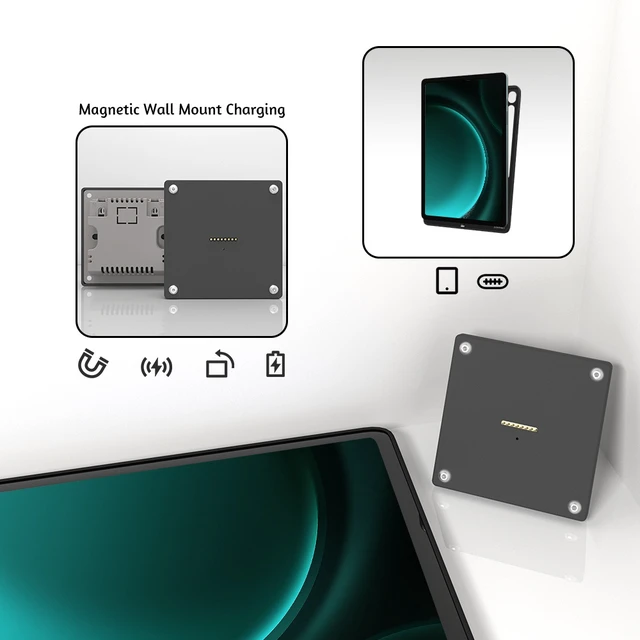Alt view image 5 of 7 - Zilvex Samsung Galaxy Tab S10 FE Plus 13.1Inch Magnetic Wall Charging Dock AC Tablet Mount for Smart Home, Office and Commercial Use