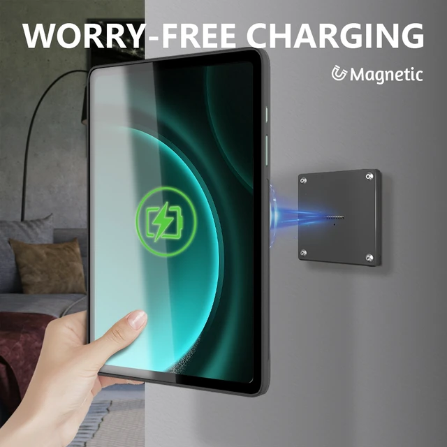 Alt view image 2 of 7 - Zilvex Samsung Galaxy Tab S10 FE Plus 13.1Inch Magnetic Wall Charging Dock AC Tablet Mount for Smart Home, Office and Commercial Use