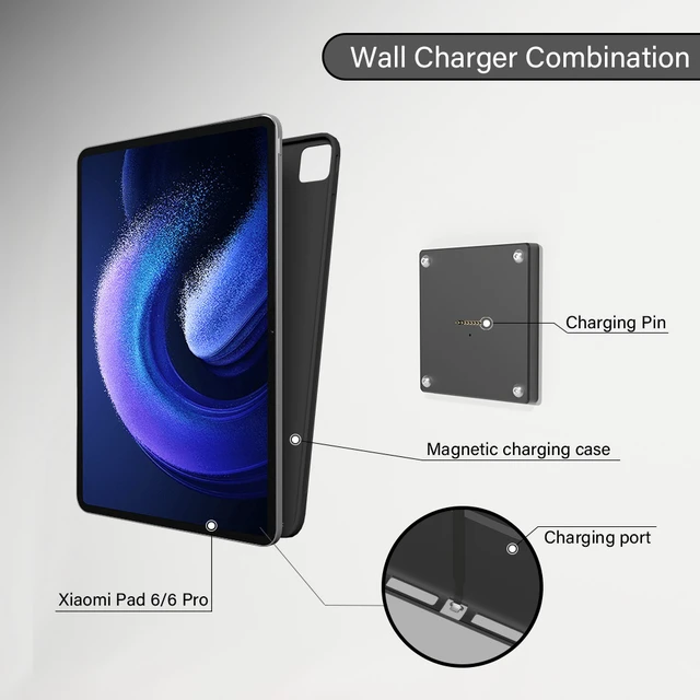 Alt view image 5 of 7 - Zilvex Xiaomi Pad 6/6Pro 11Inch Wall Mount Charging Station AC Magnetic Wireless Dock for Home and Commercial Applications