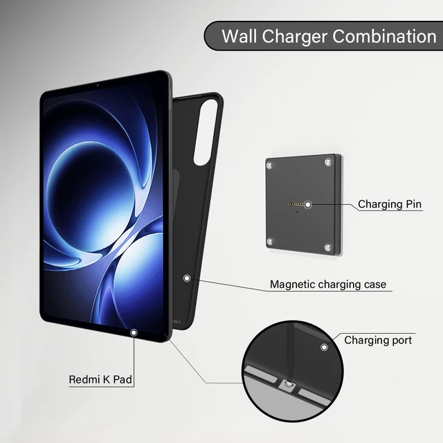 Alt view image 5 of 7 - Zilvex Redmi K Pad 8.8Inch Wall Mount Charger AC Magnetic Wireless Dock for Smart Home Control