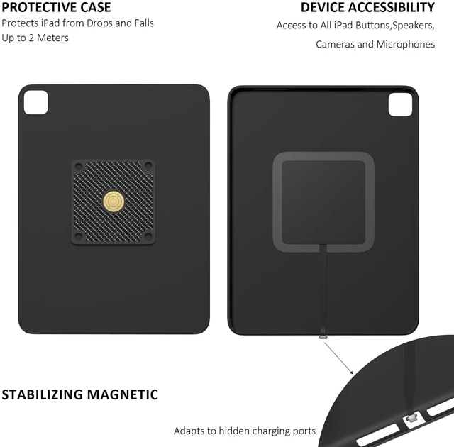 Alt view image 2 of 7 - Zilvex Redmi Pad SE 11Inch Flush Wall Mount with Power, AC Magnetic Charging Dock, Hidden Wire Tablet Station
