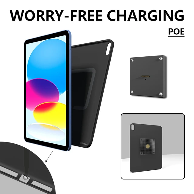 Alt view image 4 of 7 - Zilvex iPad A16 10.9 Inch PoE Wall Mount Charger, Magnetic Tablet Charging Dock with Ethernet Power and 86x86 Mounting