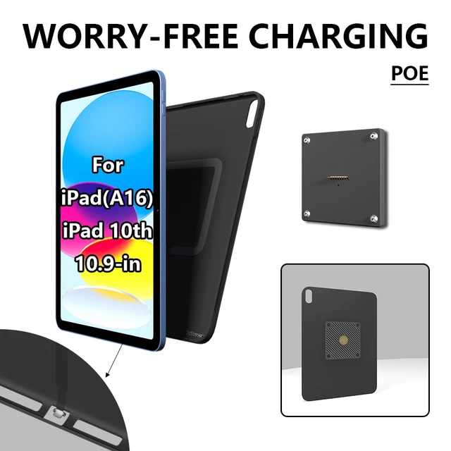 Alt view image 5 of 7 - Zilvex iPad A16 10.9 Inch PoE Wall Mount Charger, Magnetic Tablet Charging Dock with Ethernet Power and 86x86 Mounting