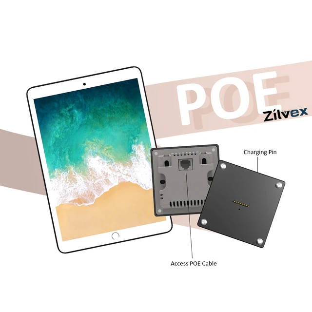 Alt view image 5 of 7 - Zilvex iPad Air 1/2th 9.7 Inch Smart Home PoE Wall Mount, Magnetic Charging Dock with Ethernet Power Supply