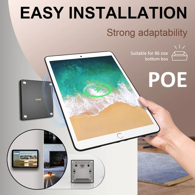 Alt view image 3 of 7 - Zilvex iPad Air 1/2th 9.7 Inch Smart Home PoE Wall Mount, Magnetic Charging Dock with Ethernet Power Supply