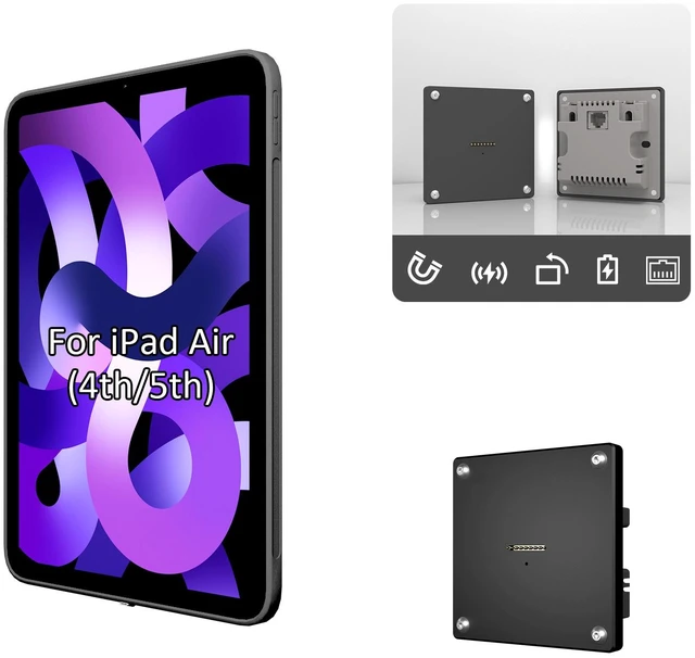 Alt view image 2 of 7 - Zilvex iPad Air 4/5th 10.9 Inch PoE Magnetic Wall Mount Charger, Hidden Wire Tablet Dock for In-Wall Installation
