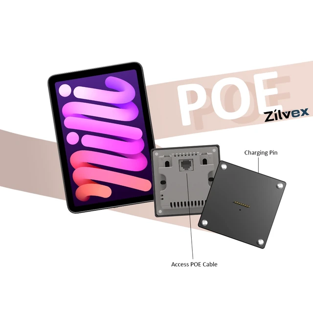Alt view image 5 of 7 - Zilvex iPad Mini 6/7th 8.3 Inch 86x86 PoE Wall Charging Dock, Magnetic Tablet Holder with Integrated Ethernet Power