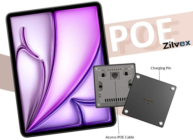 Alt view image 6 of 7 - Zilvex iPad Air 13Inch M2,M3 PoE Wall Mount Charger, Magnetic Tablet Charging Dock with Ethernet Power and 86x86 Mounting