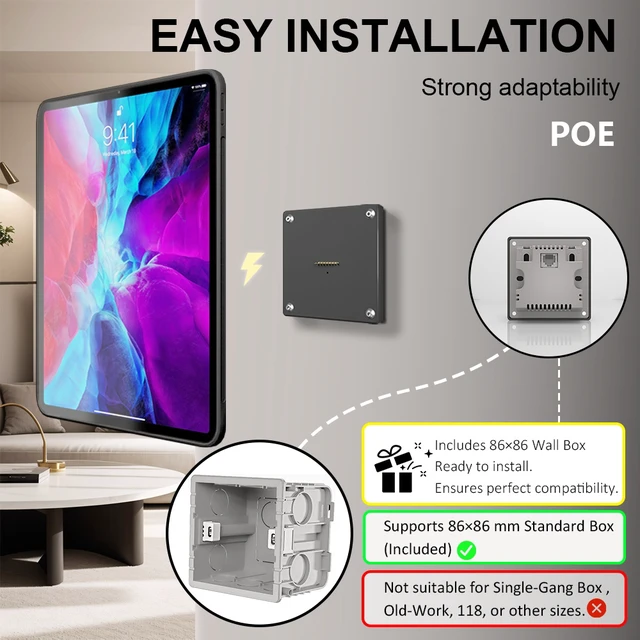 Alt view image 3 of 7 - Zilvex Magnetic iPad Pro 2/3/4th 11Inch PoE Wall Charging Station, Tablet Mount with Power over Ethernet for Restaurant POS