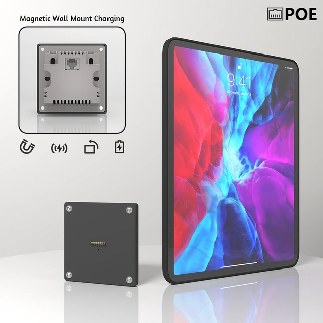 Alt view image 4 of 7 - Zilvex Magnetic iPad Pro 2/3/4th 11Inch PoE Wall Charging Station, Tablet Mount with Power over Ethernet for Restaurant POS