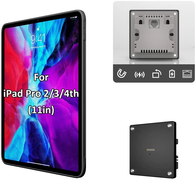 Main image of Zilvex Magnetic iPad Pro 2/3/4th 11Inch PoE Wall Charging Station, Tablet Mount with Power over Ethernet for Restaurant POS