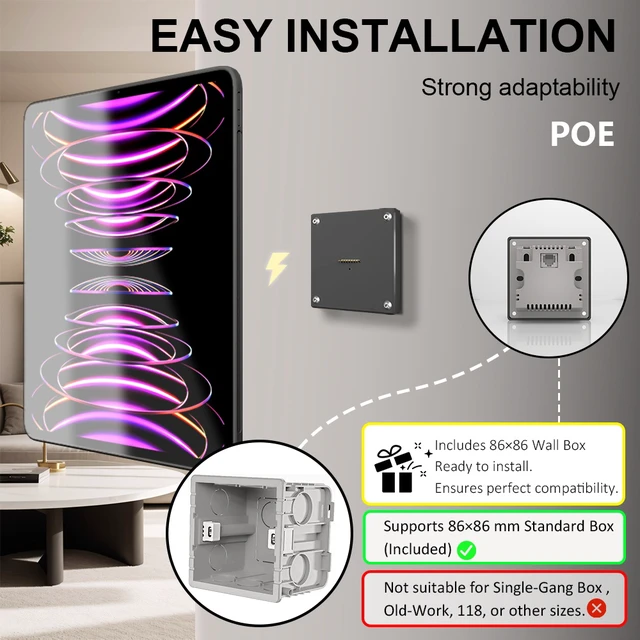 Alt view image 3 of 7 - Zilvex iPad Pro 4/5/6th 12.9 Inch Smart Home PoE Wall Mount, Magnetic Charging Dock with Ethernet Power Supply
