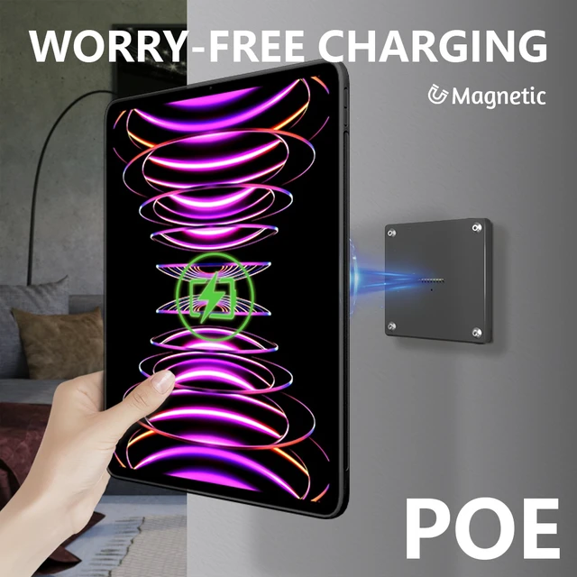 Alt view image 2 of 7 - Zilvex iPad Pro 4/5/6th 12.9 Inch Smart Home PoE Wall Mount, Magnetic Charging Dock with Ethernet Power Supply